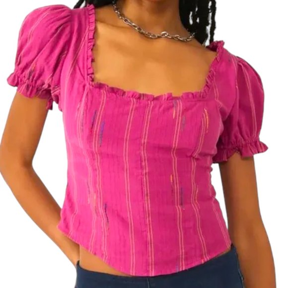 NWT Free People Serotonin Corset Top in Raspberry Sherbet S - Picture 2 of 16